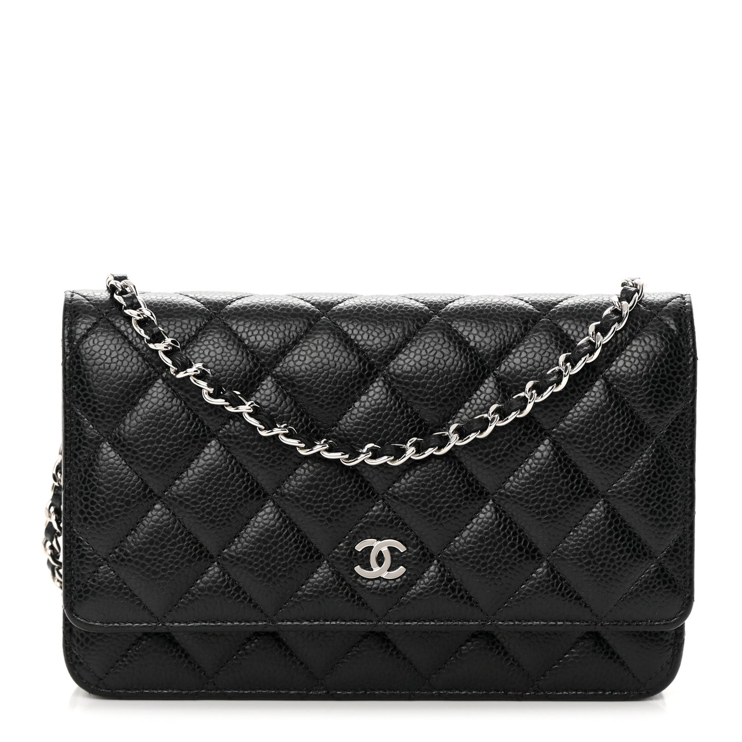 Caviar Quilted Wallet on Chain WOC Black