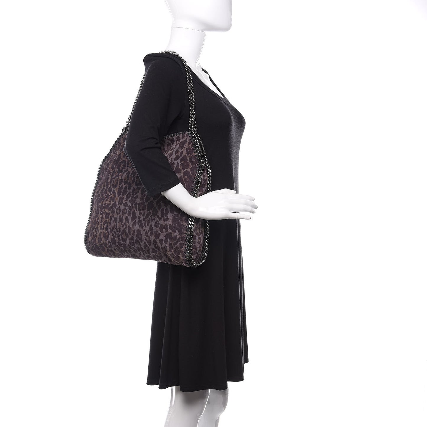 Leopard Shaggy Deer Small Falabella Tote Grey