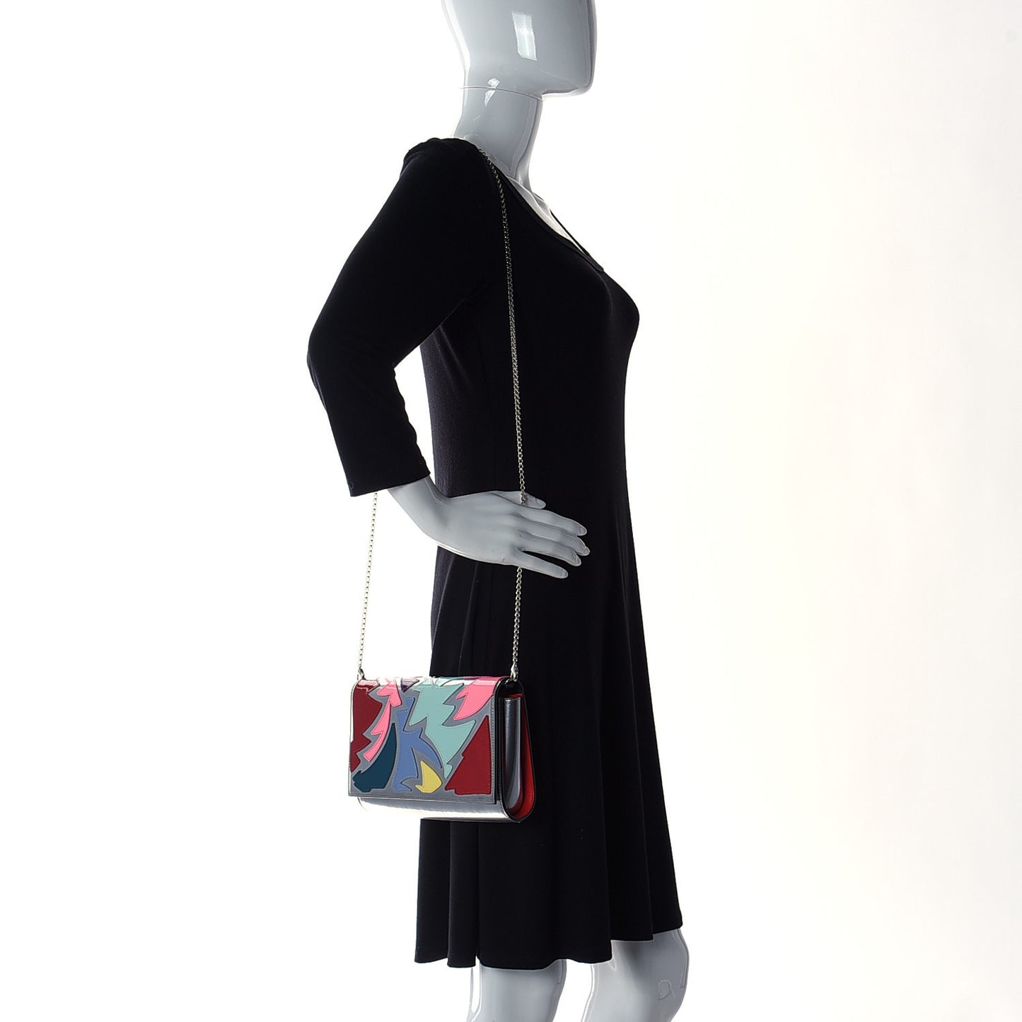 Metallic Patent Paloma Clutch Silver Multicolor