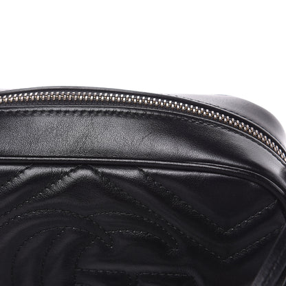 Gucci Calfskin Matelasse Mini GG Marmont Chain Shoulder Bag Black 10 of 11