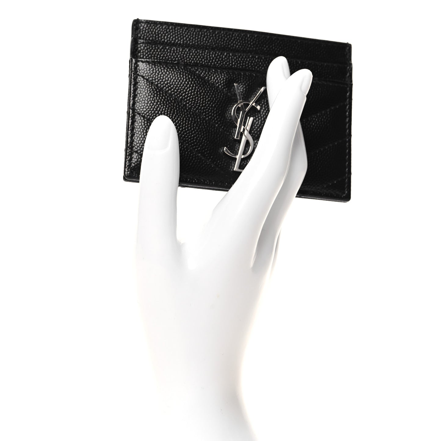 Grain De Poudre Matelasse Chevron Monogram Credit Card Case Black