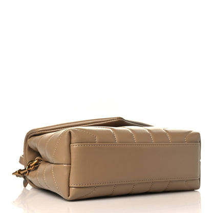 Saint Laurent Calfskin Y Quilted Monogram Toy Loulou Crossbody Bag Latte 4 of 10