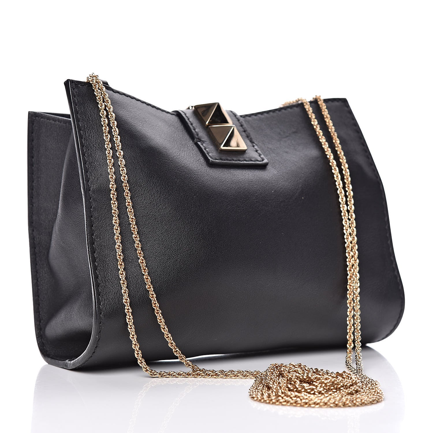 Valentino Garavani Vitello Glam Lock Rockstud Messenger Bag Black 3 of 9