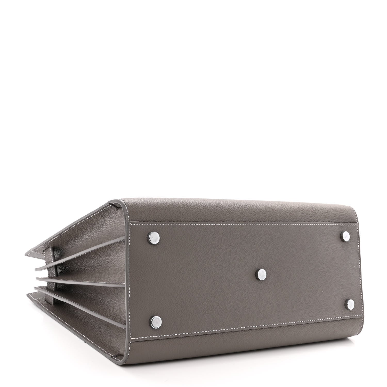 Saint Laurent Grained Calfskin Topstitch Small Sac De Jour Grey 4 of 13