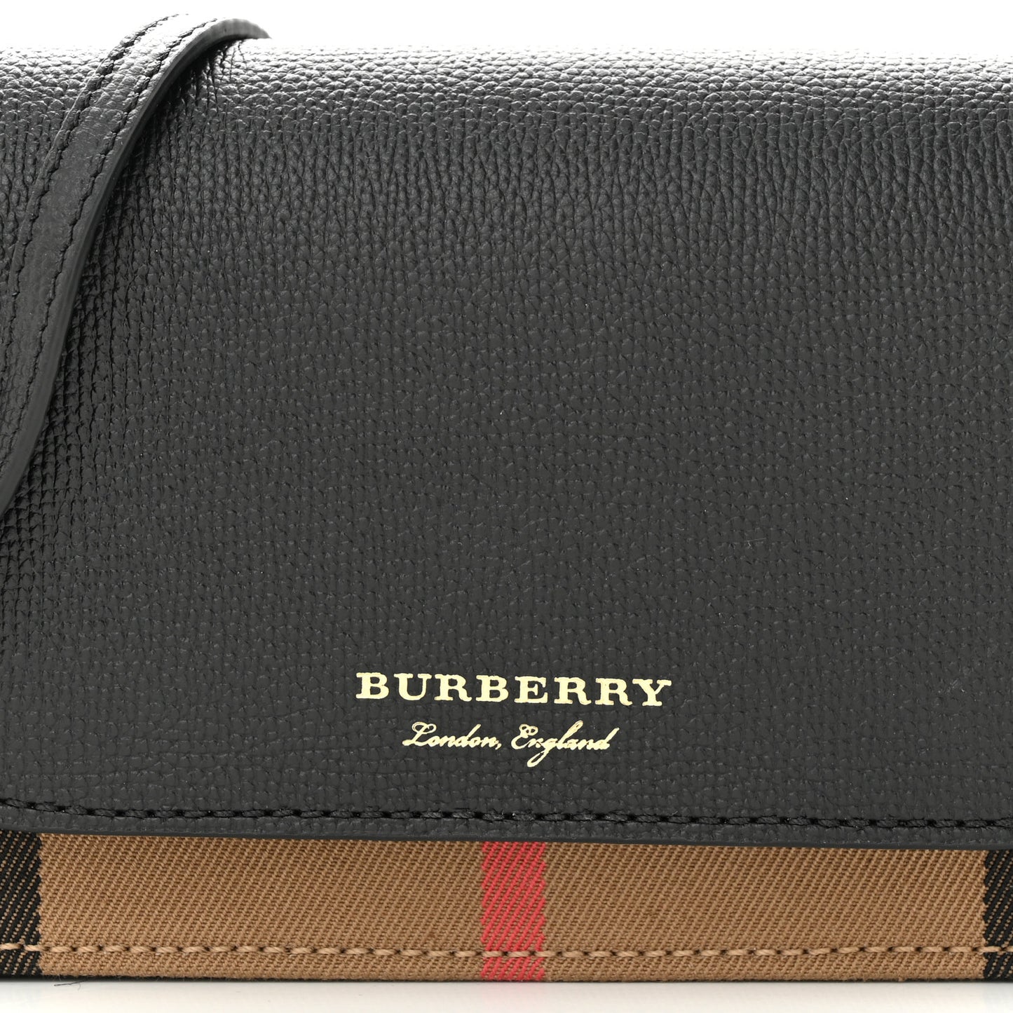 Grained Calfskin House Check Tartan Mix Hampshire Wallet On Chain Black
