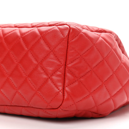 Chanel Lambskin Quilted Small CC Chain Drawstring Bucket Bag Red 10 of 10