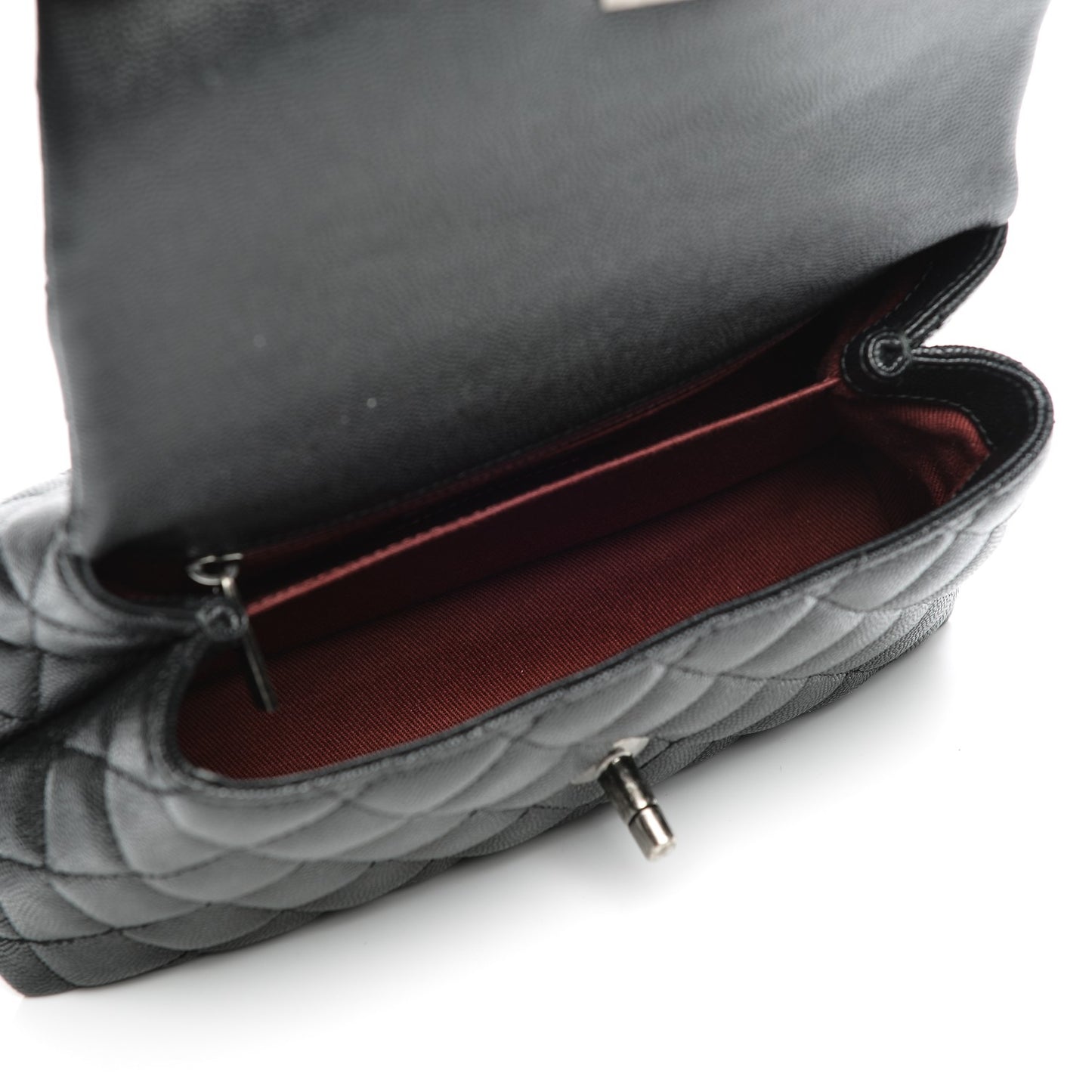 Caviar Quilted Mini Coco Handle Flap Black