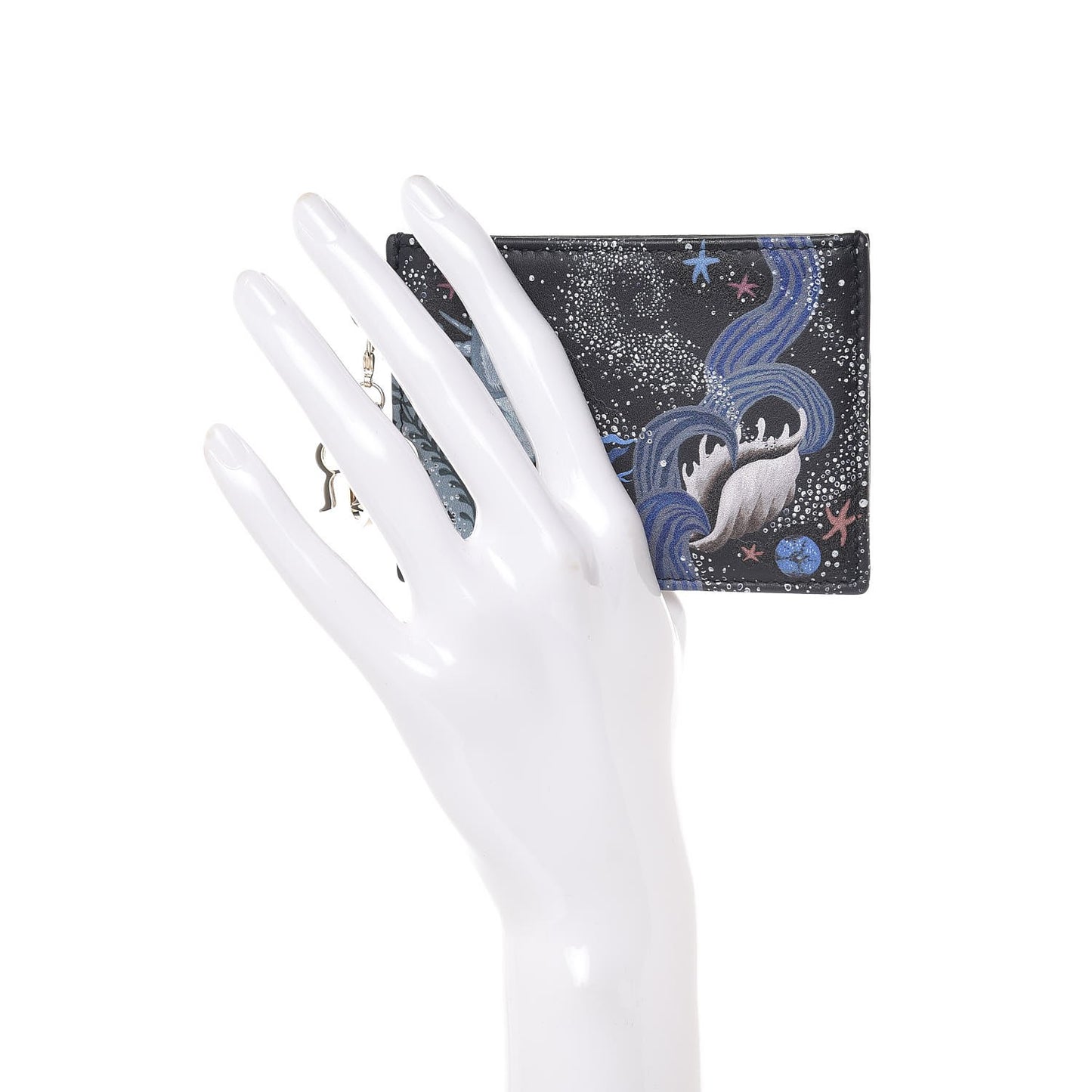 Calfskin Printed Nature Ballet Lady Dior Card Holder Blue
