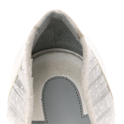 Christian Louboutin Tulle Glitter Satin Kate Draperia 85 Pumps 38.5 White 9 of 11