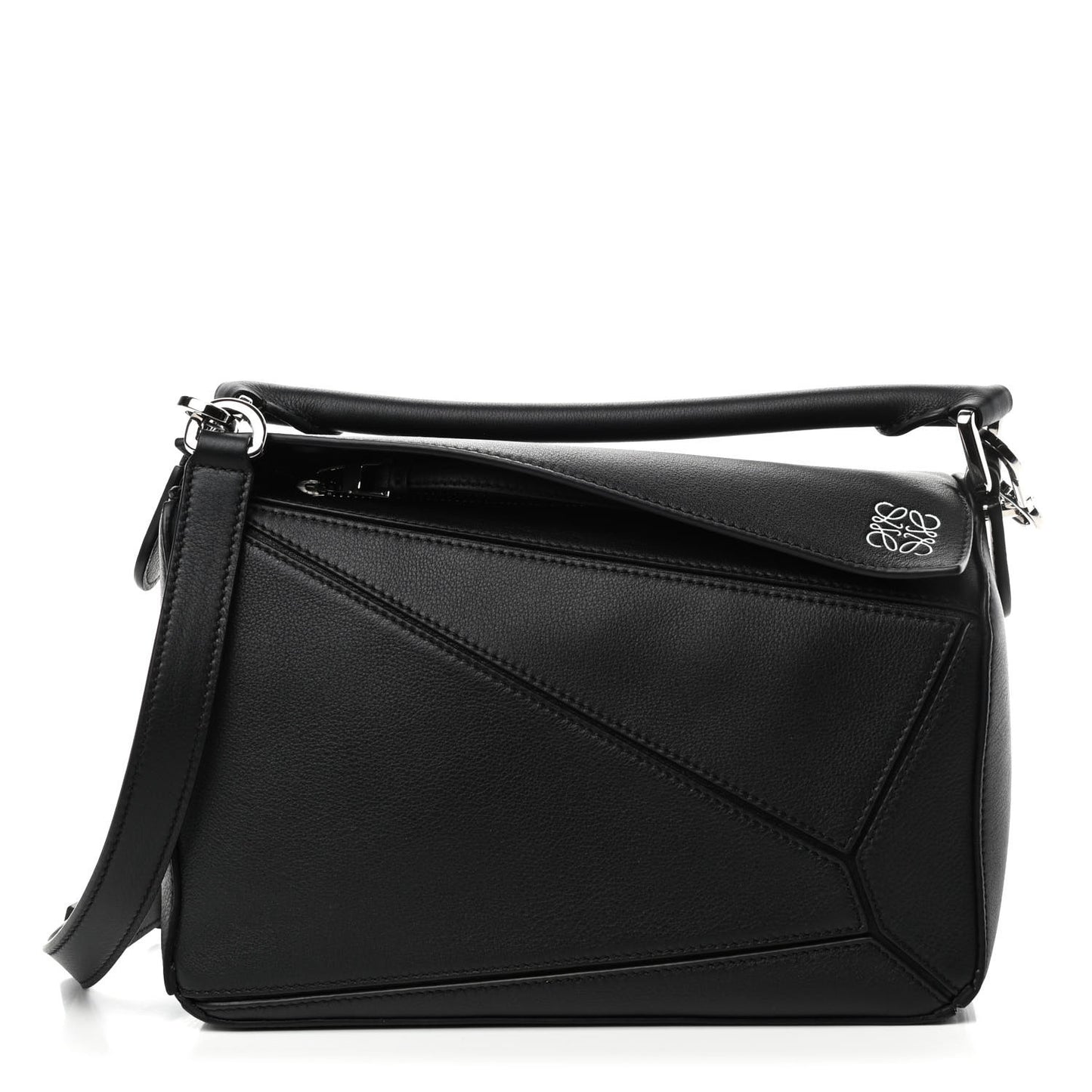 Calfskin Small Puzzle Bag Black