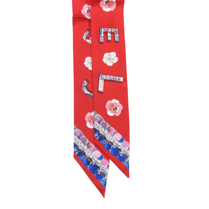 Chanel Silk Slim Bandeau Scarf Red 2 of 3