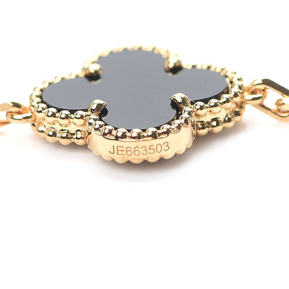 Van Cleef & Arpels 18K Yellow Gold Black Onyx 5 Motifs Vintage Alhambra Bracelet 4 of 6