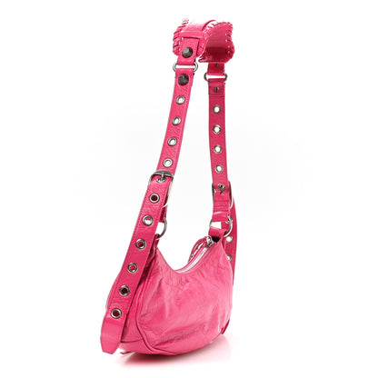 Balenciaga Agneau Arena Le Cagole Shoulder Bag XS Hot Pink 3 of 10