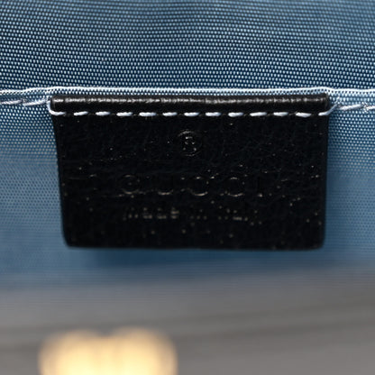Gucci Textured Calfskin Bee Star Print Mini Sylvie Top Handle Bag Black 6 of 11