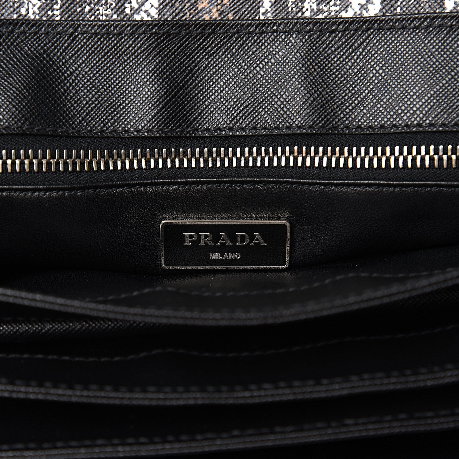 Prada Tessuto Nylon Saffiano Tartan Print Top Handle Bag Bianco 5 of 9