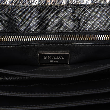 Prada Tessuto Nylon Saffiano Tartan Print Top Handle Bag Bianco 5 of 9