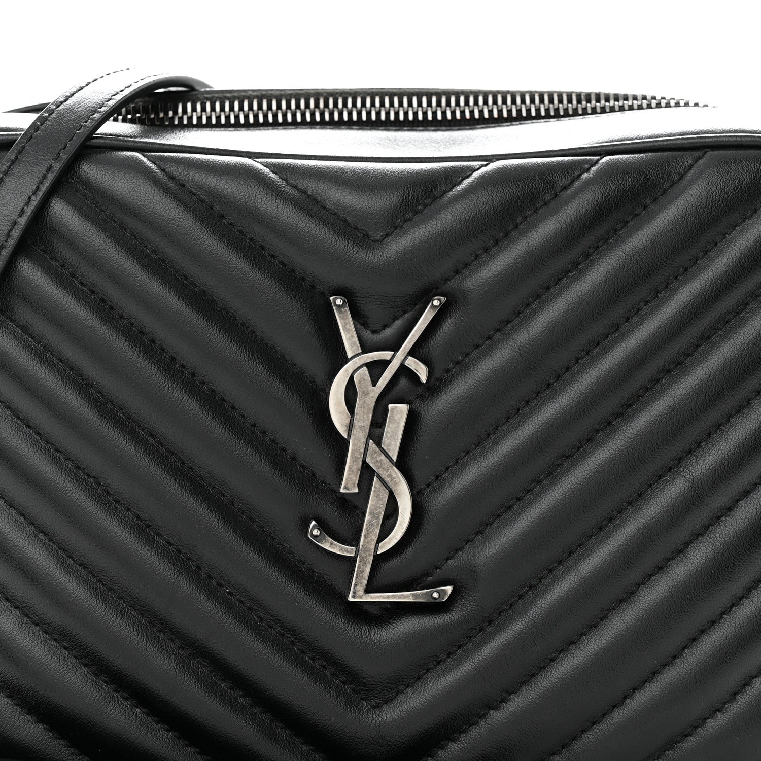 Saint Laurent Calfskin Matelasse Monogram Lou Camera Bag Black 8 of 14