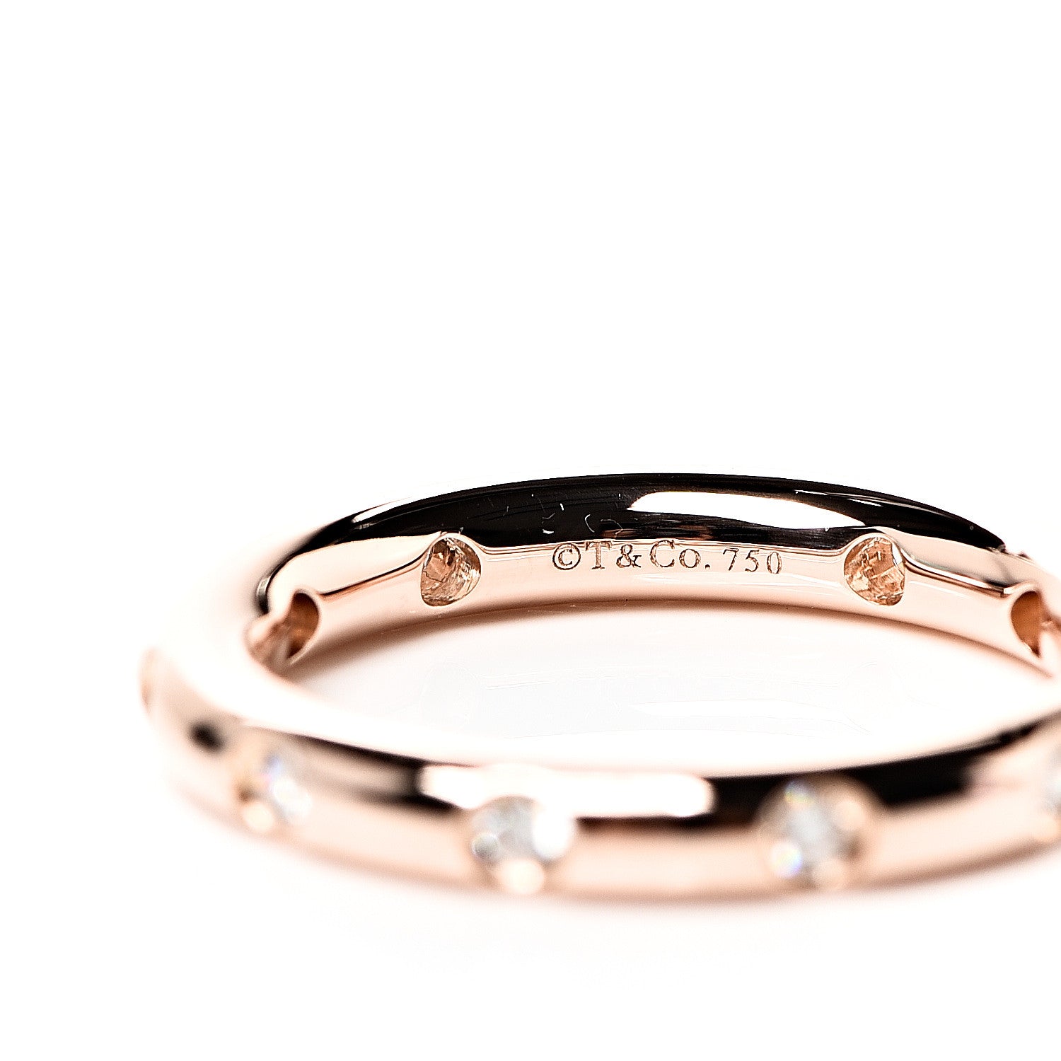 Tiffany 18K Rose Gold Diamond Bezet Band Ring 48 4.5 3 of 4