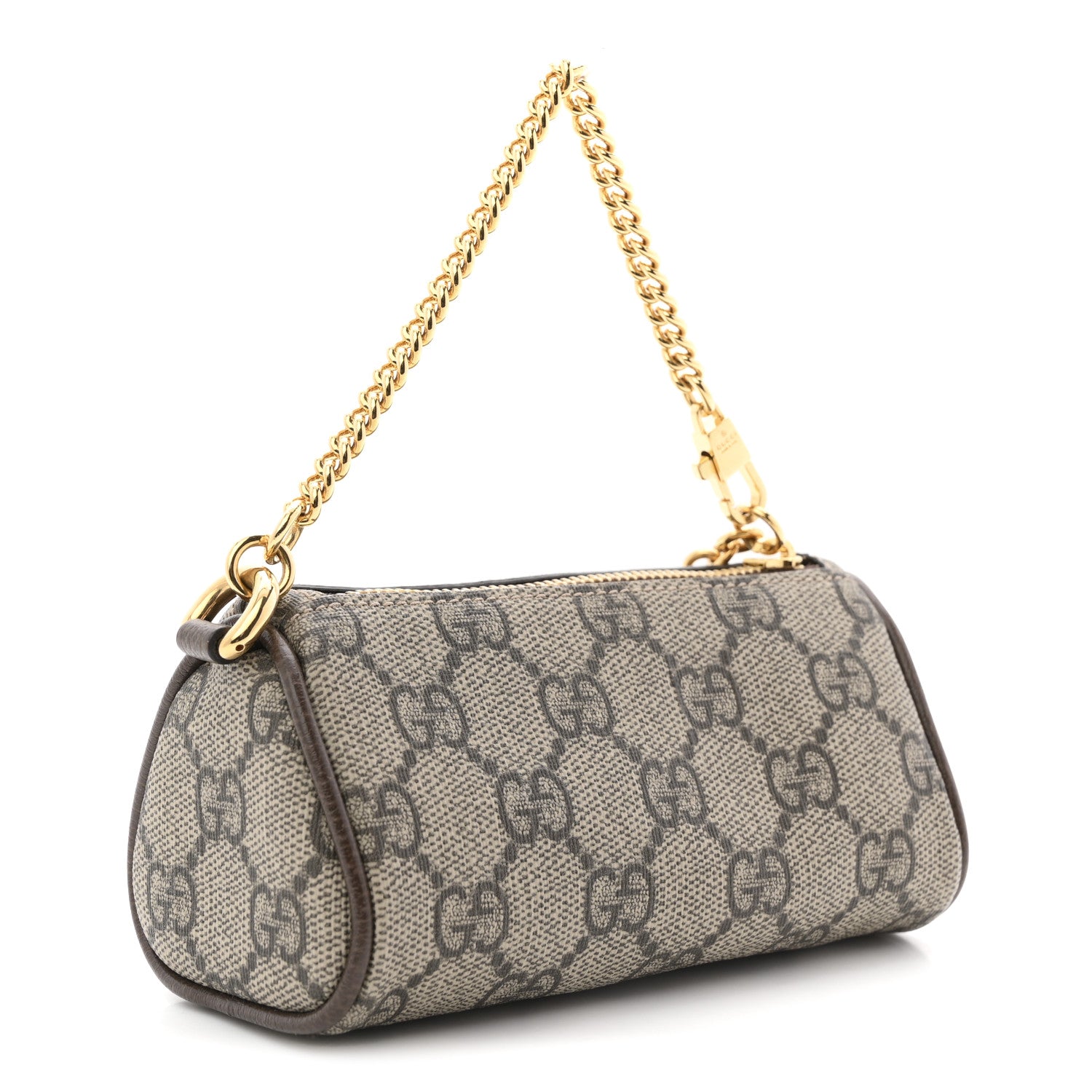 Gucci GG Supreme Monogram Strawberry Retro Interlocking G Barrel Coin Purse Beige Ebony 3 of 8