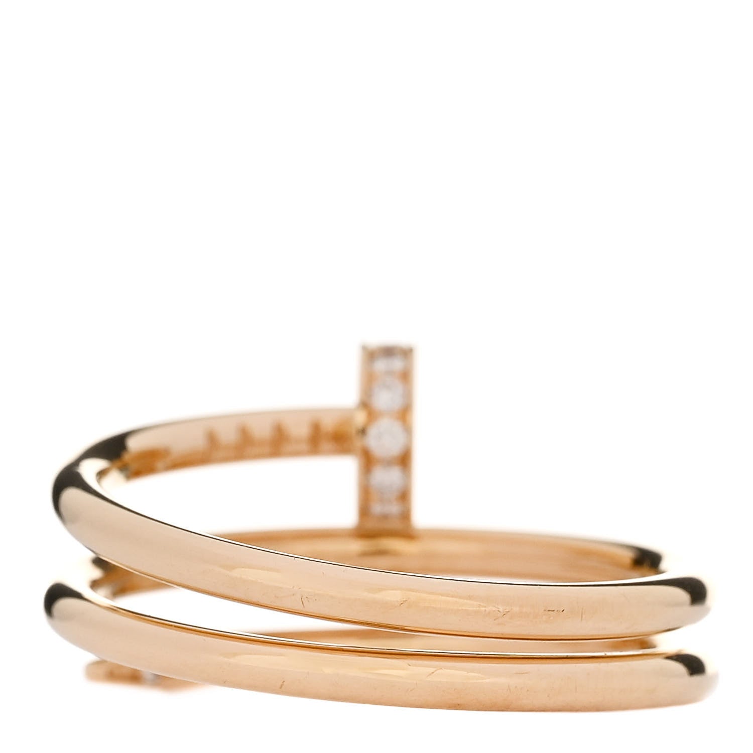 Cartier 18K Yellow Gold Diamond Double Juste Un Clou Ring 54 6.75 3 of 5