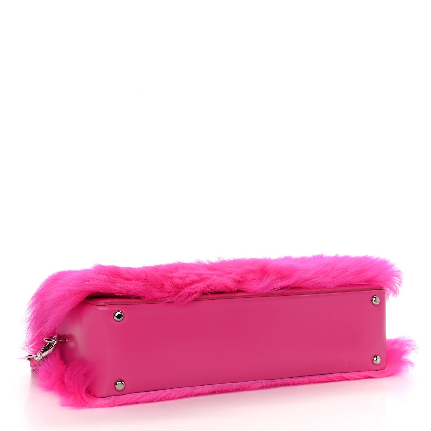Shearling Calfskin Ray Baguette Crossbody Neon Pink