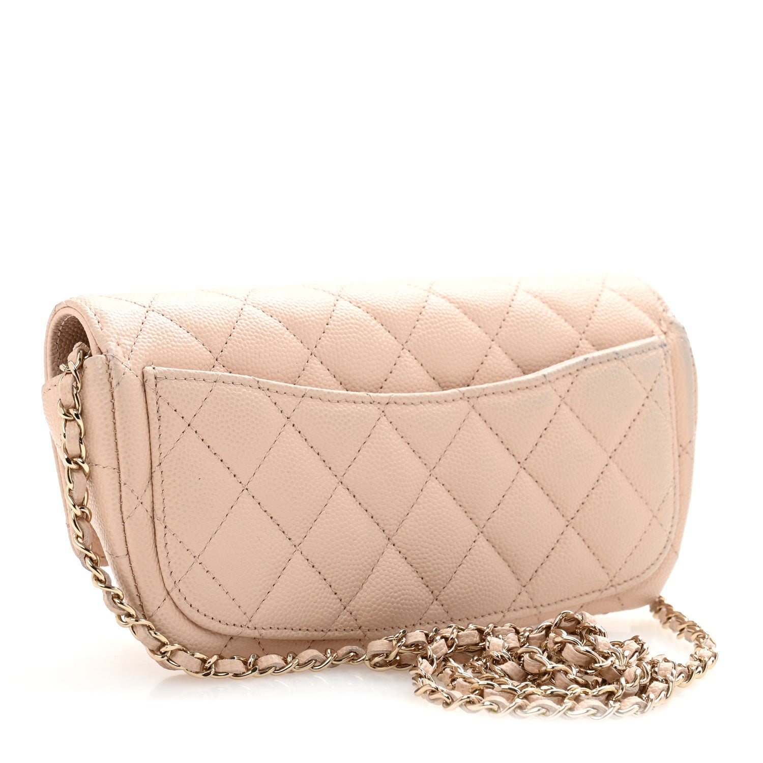 Chanel Caviar Quilted Glasses Case With Chain Beige 3 of 13