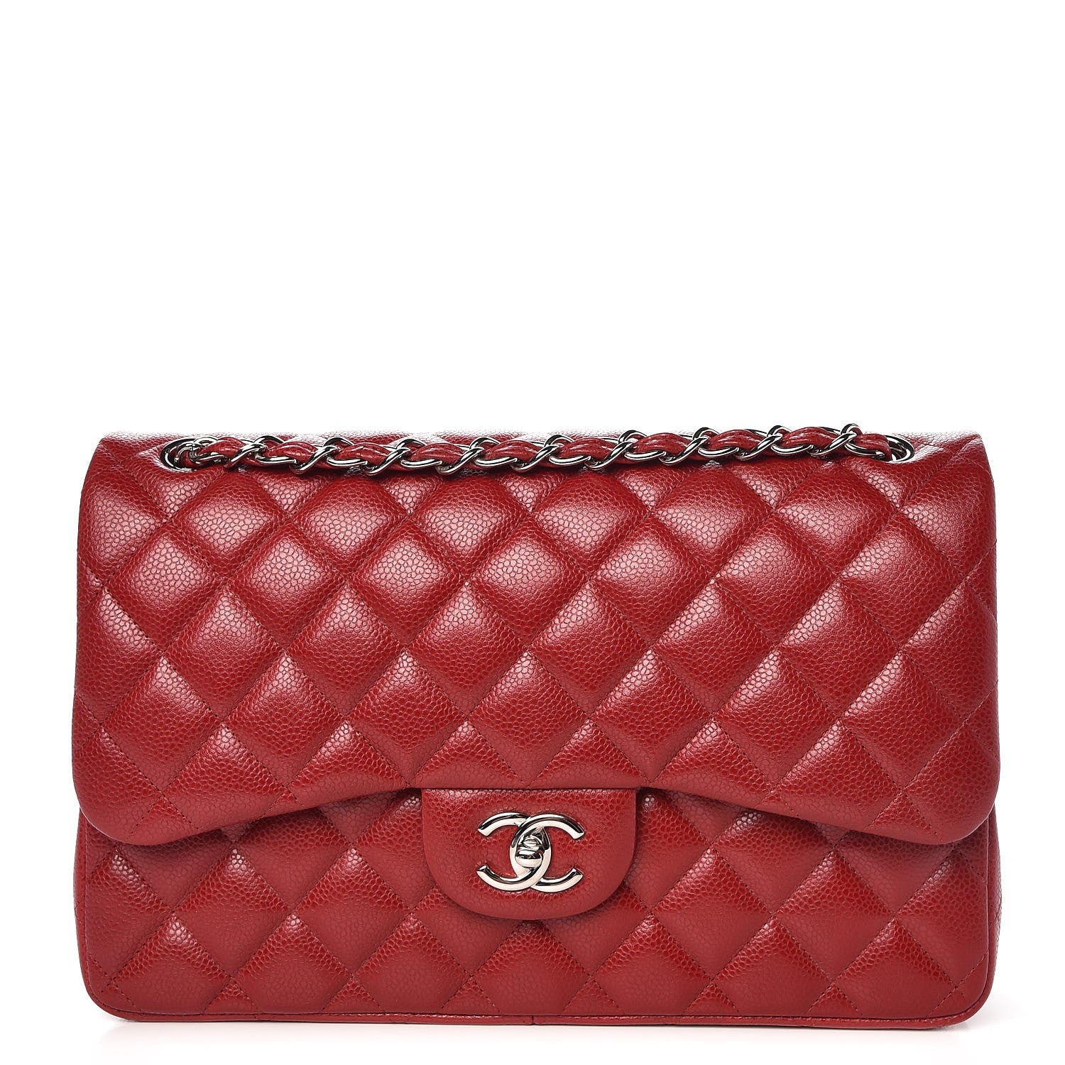 Chanel Caviar Quilted Jumbo Double Flap Red 1 of 9