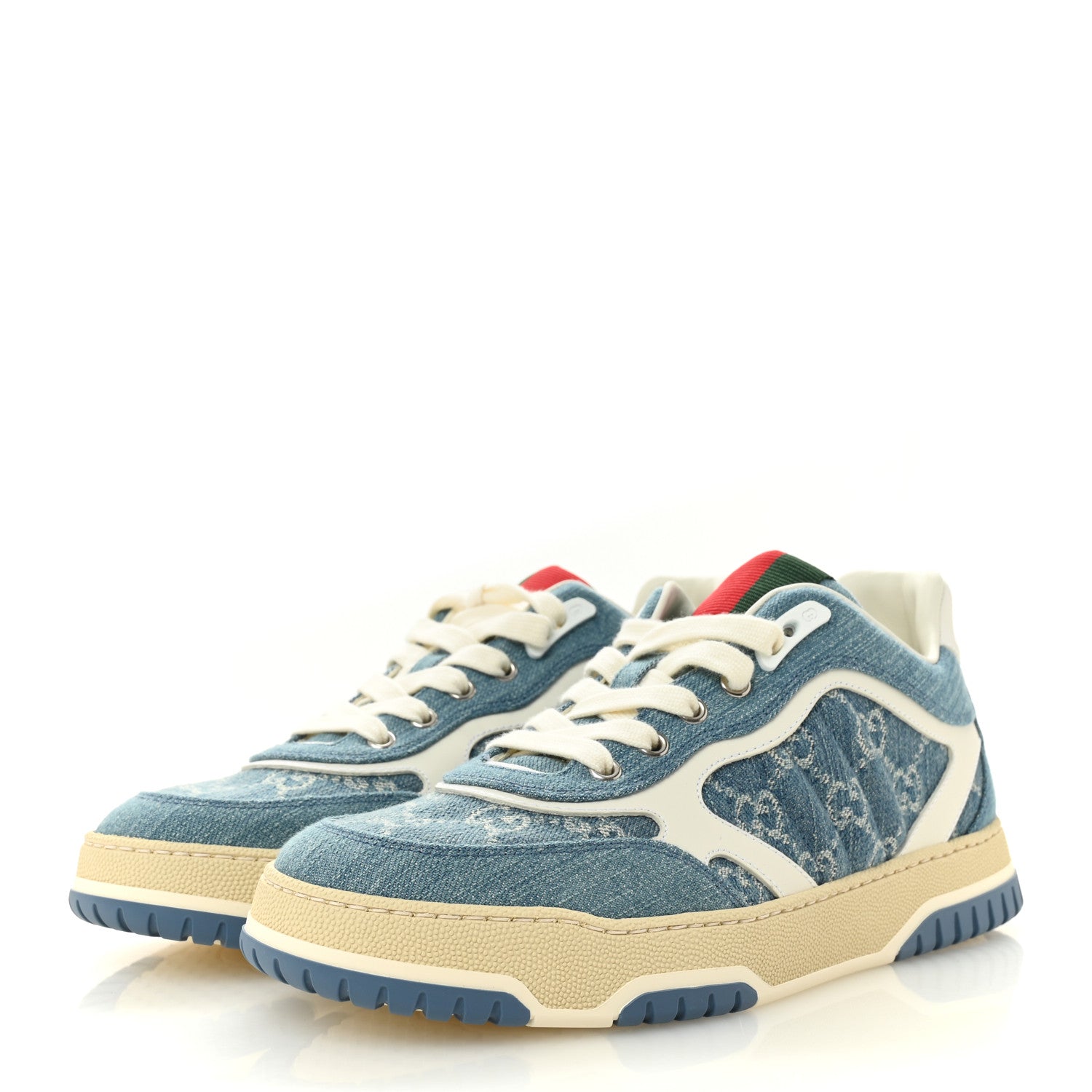 Gucci New Denim Delave GG Monogram Womens Re-Web Sneakers 40 Light Blue Royale 4 of 9