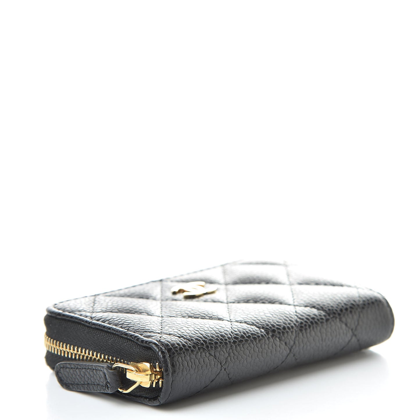 Caviar Quilted Zip Coin Purse Black