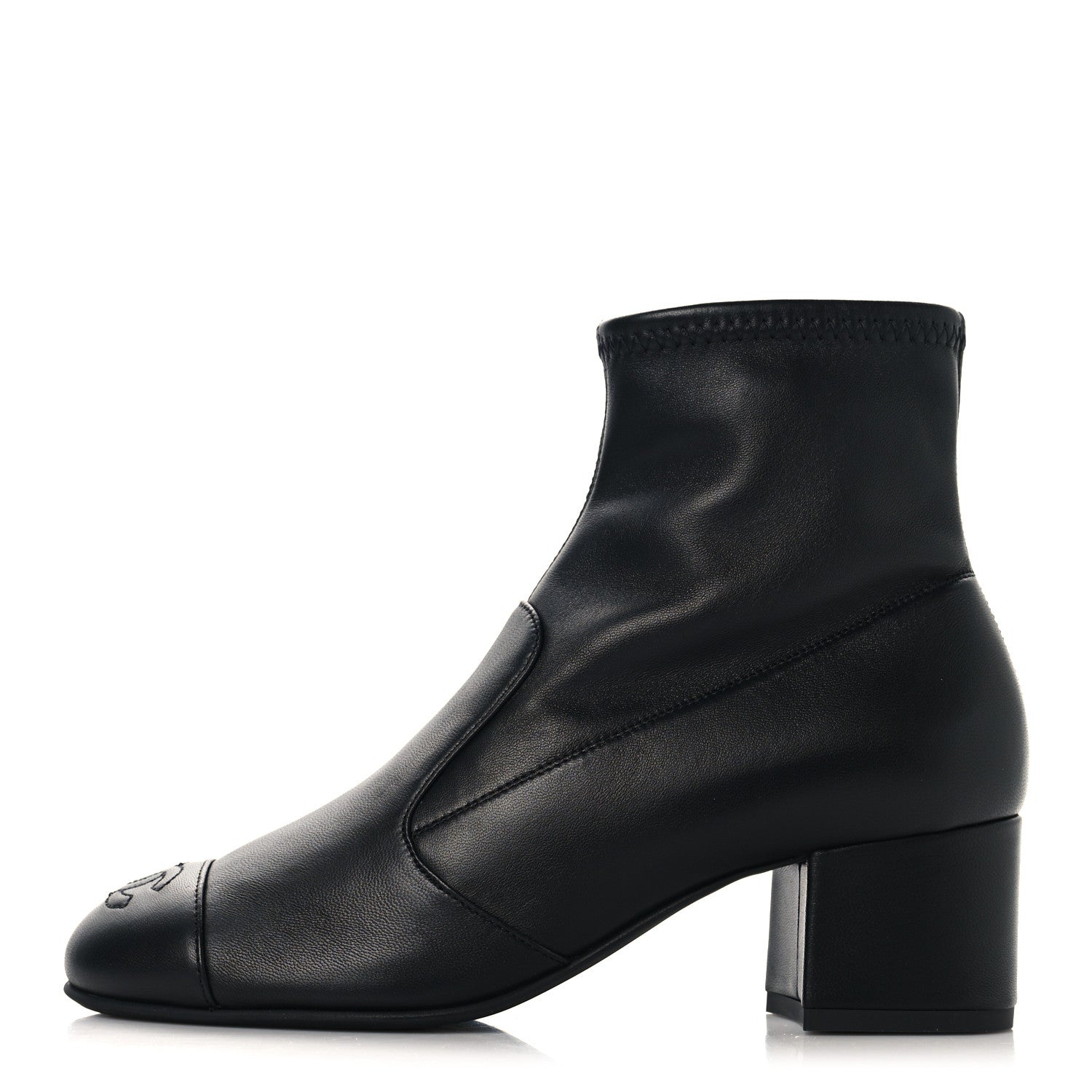 Chanel Stretch Lambskin Cap Toe CC Uniform Short Boots 36 Black 1 of 9