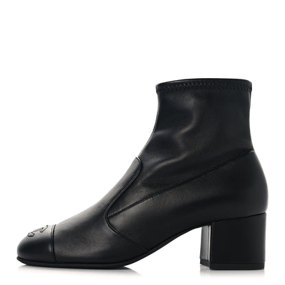 Chanel Stretch Lambskin Cap Toe CC Uniform Short Boots 36 Black 1 of 9