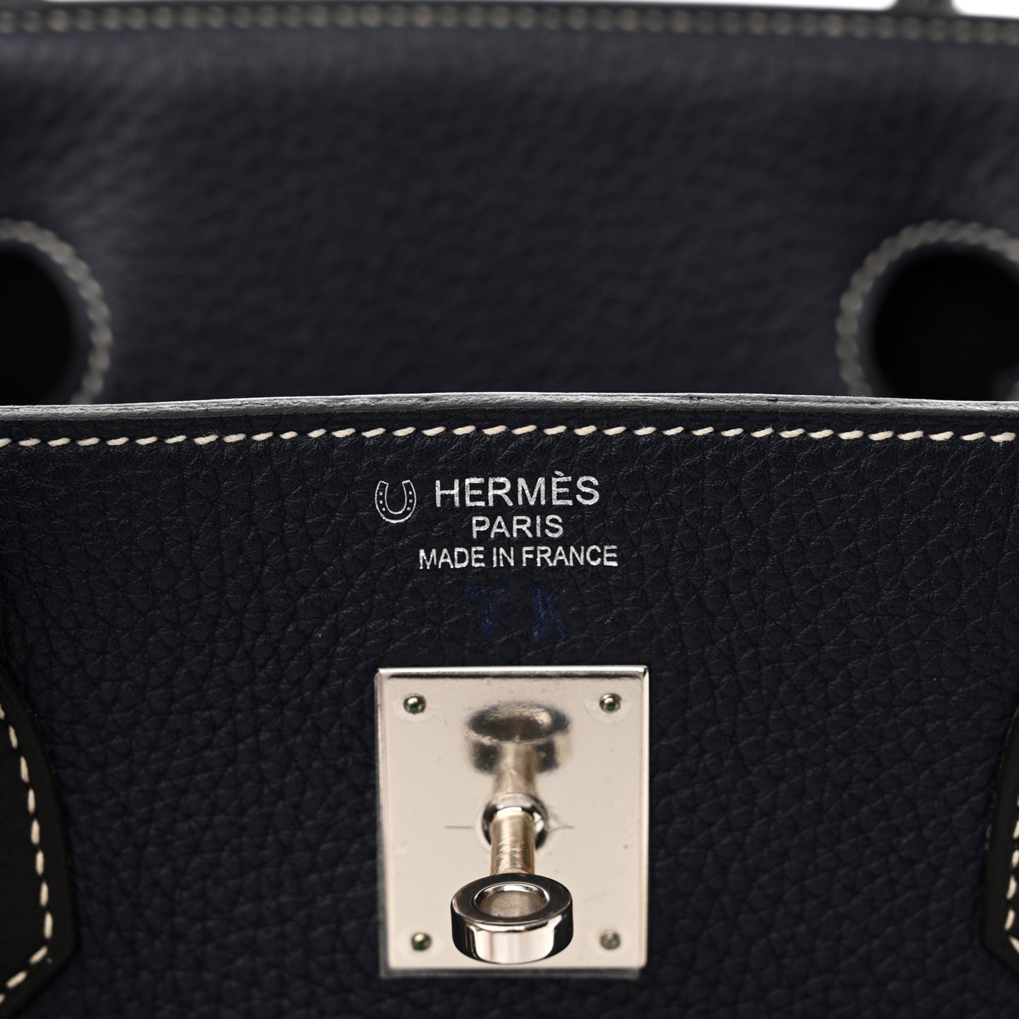 Togo Bi Color Horseshoe Birkin 40 Bleu Nuit Black