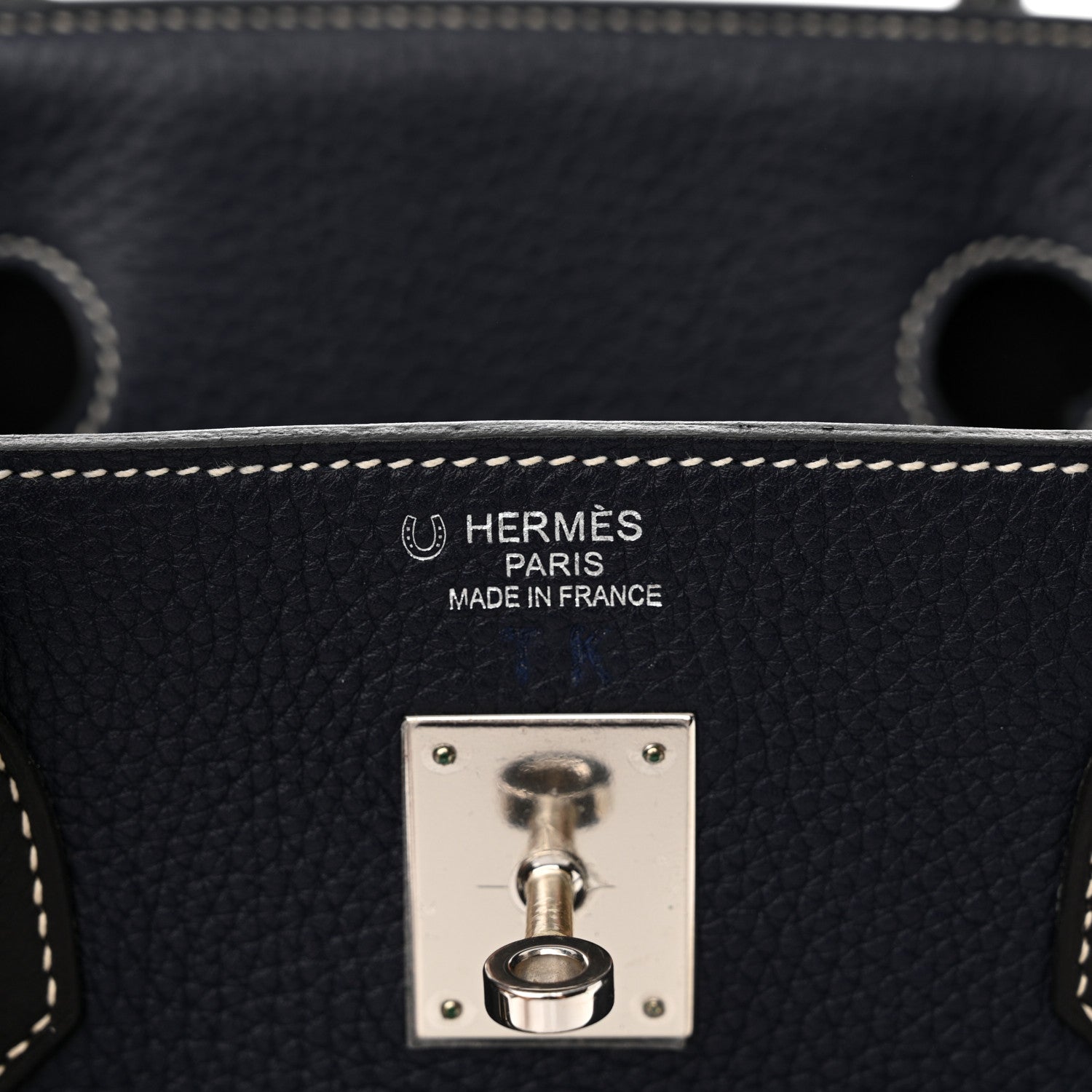 Hermes Togo Bi Color Horseshoe Birkin 40 Bleu Nuit Black 6 of 16
