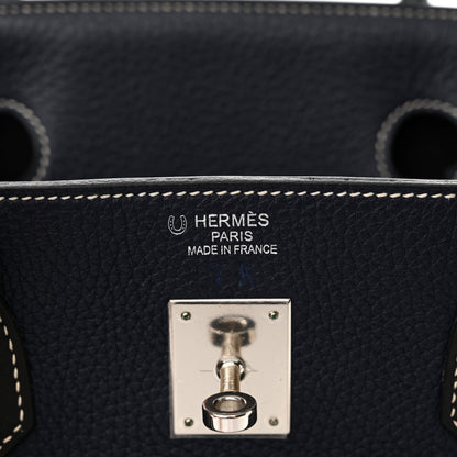Hermes Togo Bi Color Horseshoe Birkin 40 Bleu Nuit Black 6 of 16