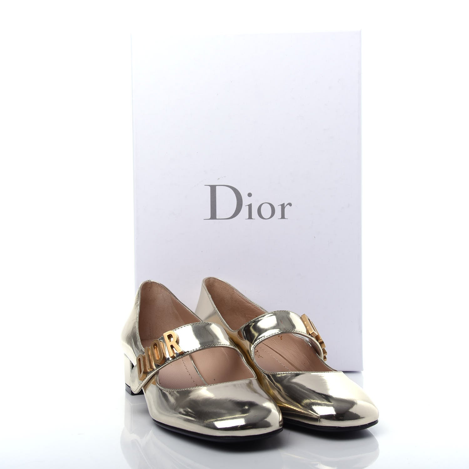 Christian Dior Mirror Finish Calfskin Baby-D Ballet Pumps 36 Stardust Gold 11 of 11