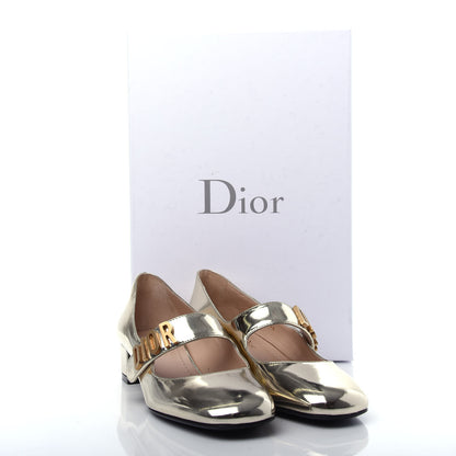 Christian Dior Mirror Finish Calfskin Baby-D Ballet Pumps 36 Stardust Gold 11 of 11