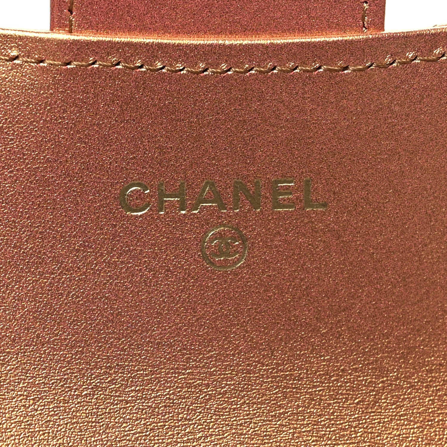 Chanel Metallic Lambskin Quilted Flap Card Holder Wallet Golden 6 of 10