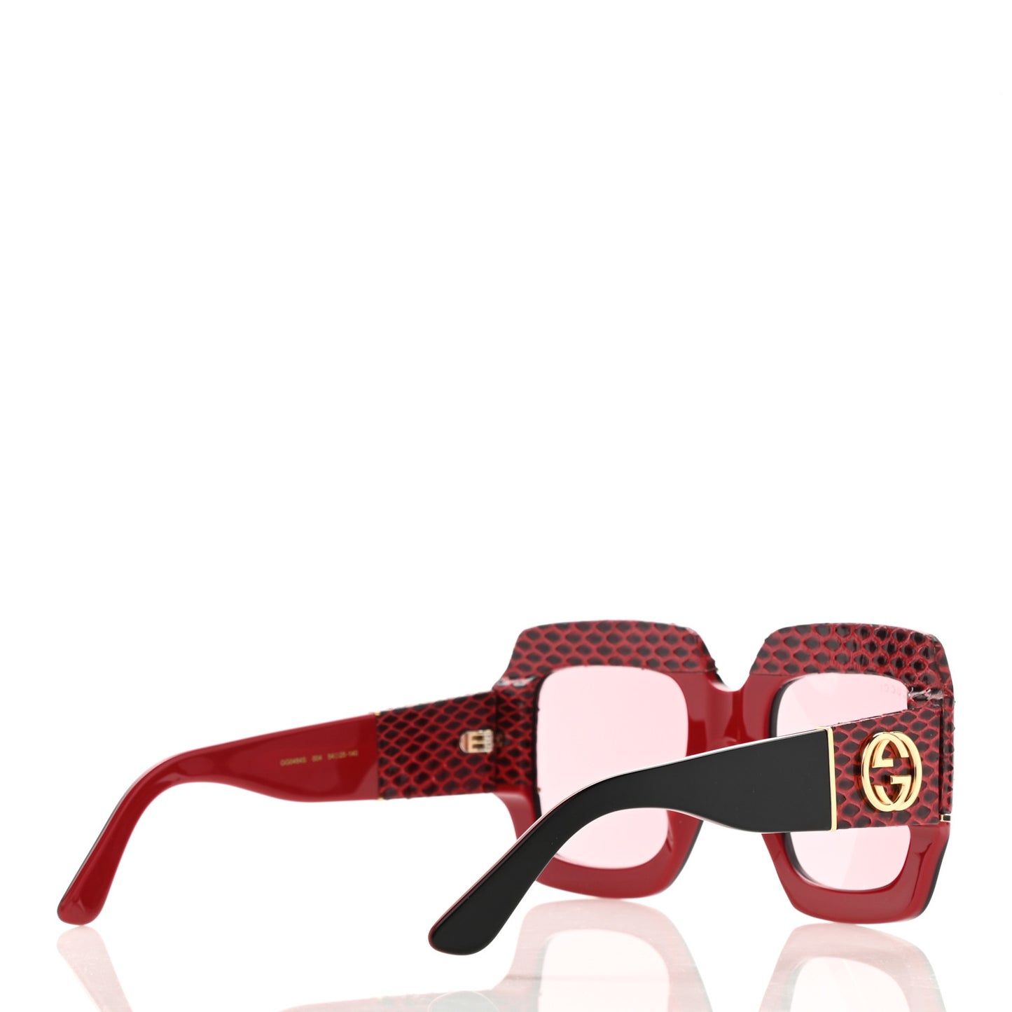 Snakeskin Acetate Square Sunglasses GG0484S Black Red