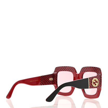 Gucci Snakeskin Acetate Square Sunglasses GG0484S Black Red 4 of 9