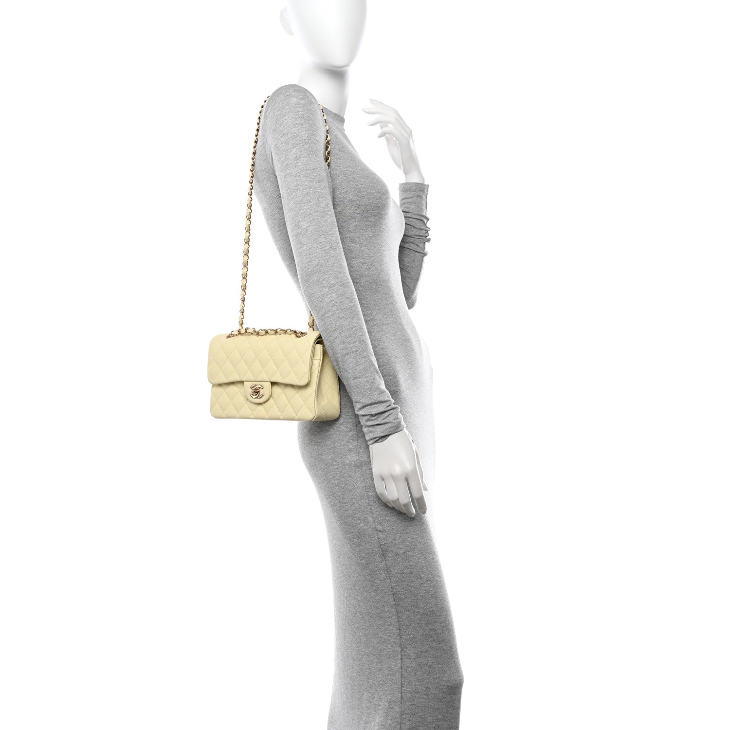 Chanel Caviar Quilted Small Double Flap Light Yellow 2 of 10