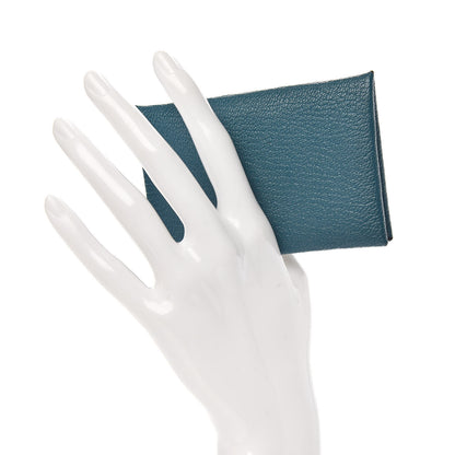 Hermes Chevre Mysore Calvi Card Case Vert Bosphore 2 of 8