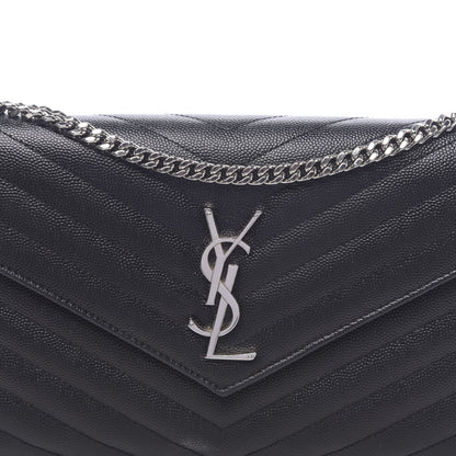 Saint Laurent Grain De Poudre Matelasse Chevron Monogram Chain Wallet Black 10 of 10