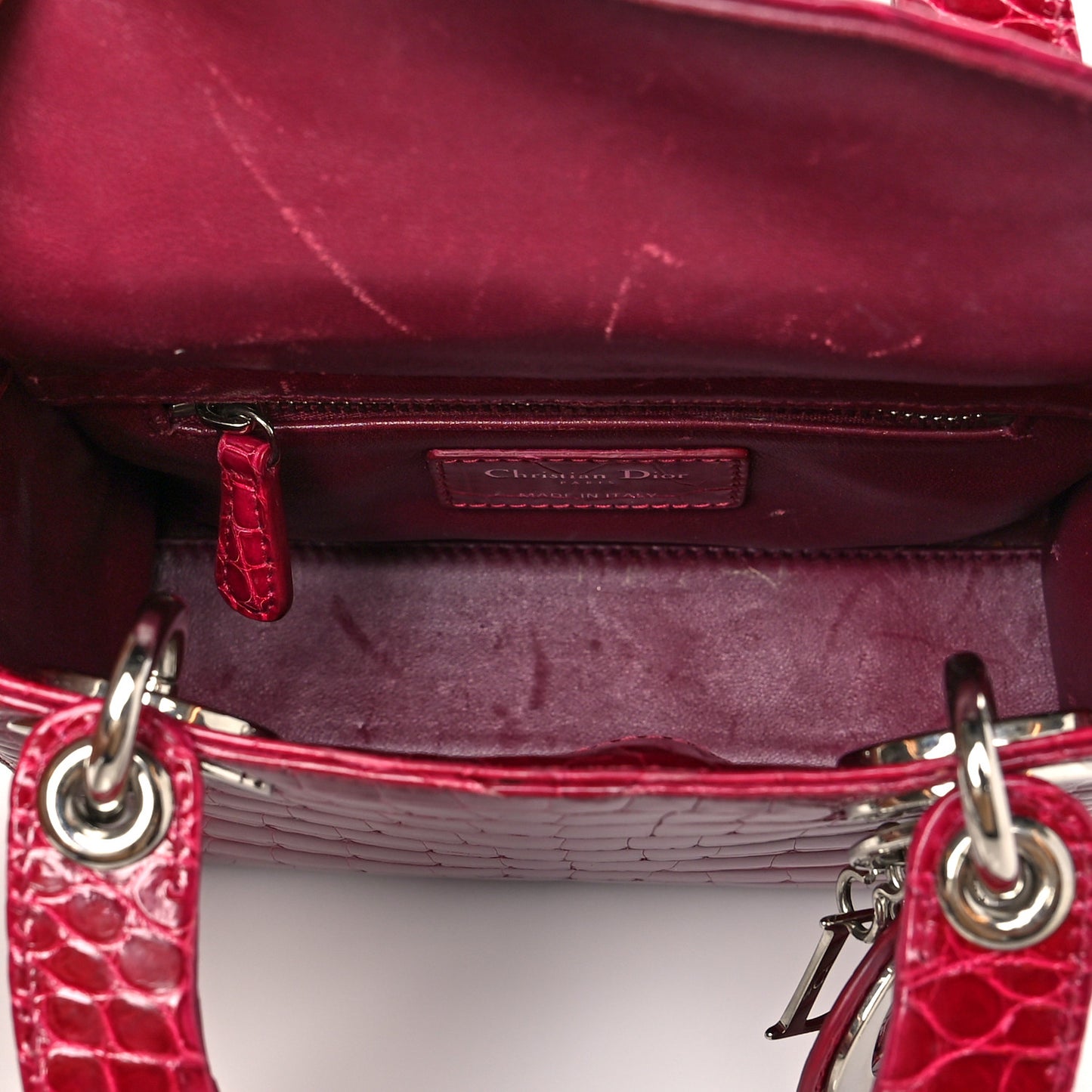 Alligator Mini Lady Dior Dark Pink