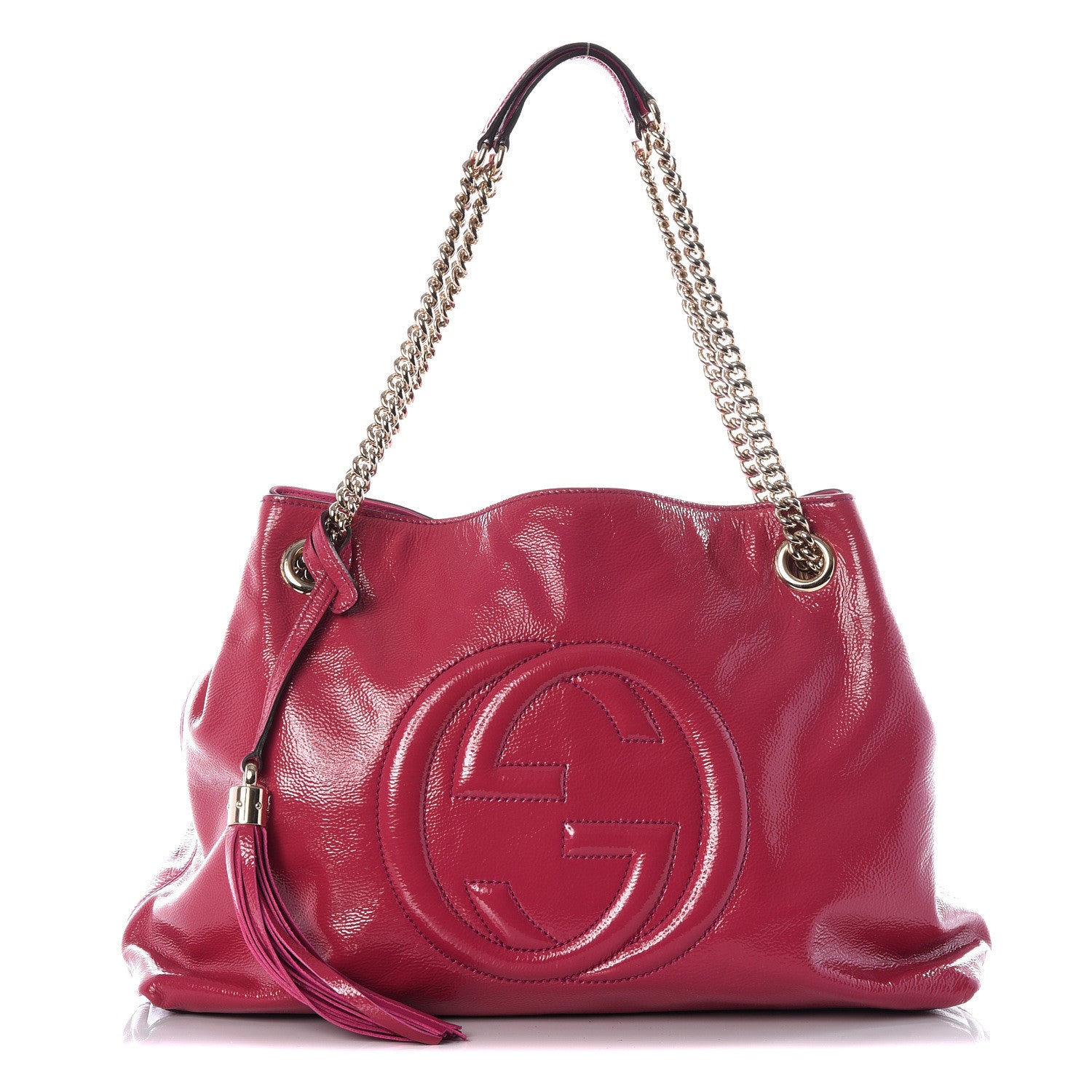 Gucci Vernice Naplack Medium Soho Chain Shoulder Bag Bright Bouganville 1 of 12