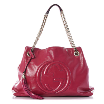 Gucci Vernice Naplack Medium Soho Chain Shoulder Bag Bright Bouganville 1 of 12