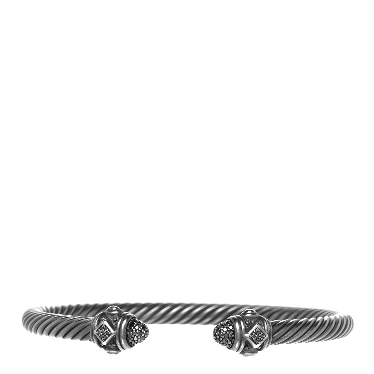 David Yurman Darkened Sterling Silver Black Diamond 5mm Renaissance Bracelet 1 of 4