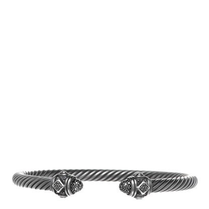David Yurman Darkened Sterling Silver Black Diamond 5mm Renaissance Bracelet 1 of 4