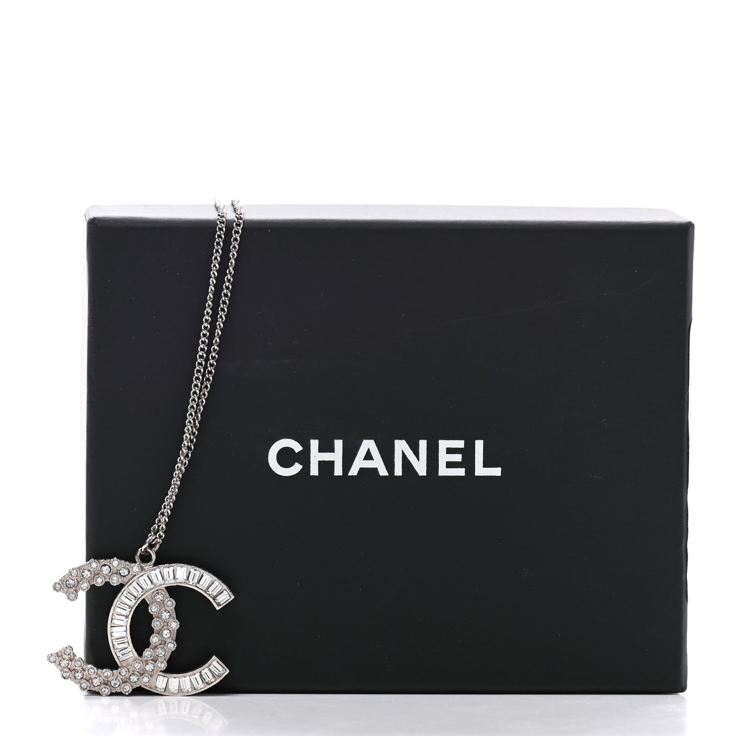 Baguette Crystal CC Necklace Silver