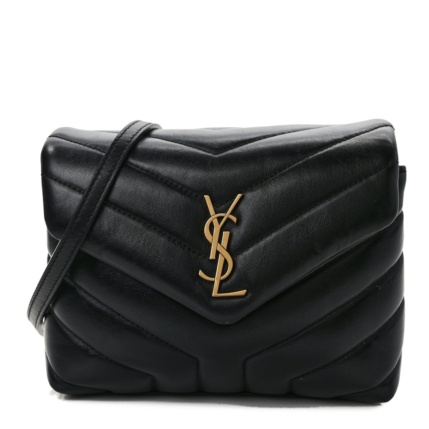 Calfskin Y Quilted Monogram Toy Loulou Crossbody Bag Black