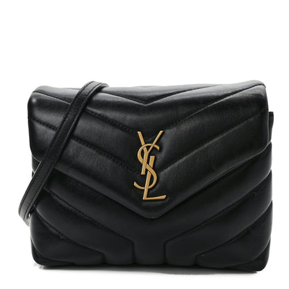 Saint Laurent Calfskin Y Quilted Monogram Toy Loulou Crossbody Bag Black 1 of 14